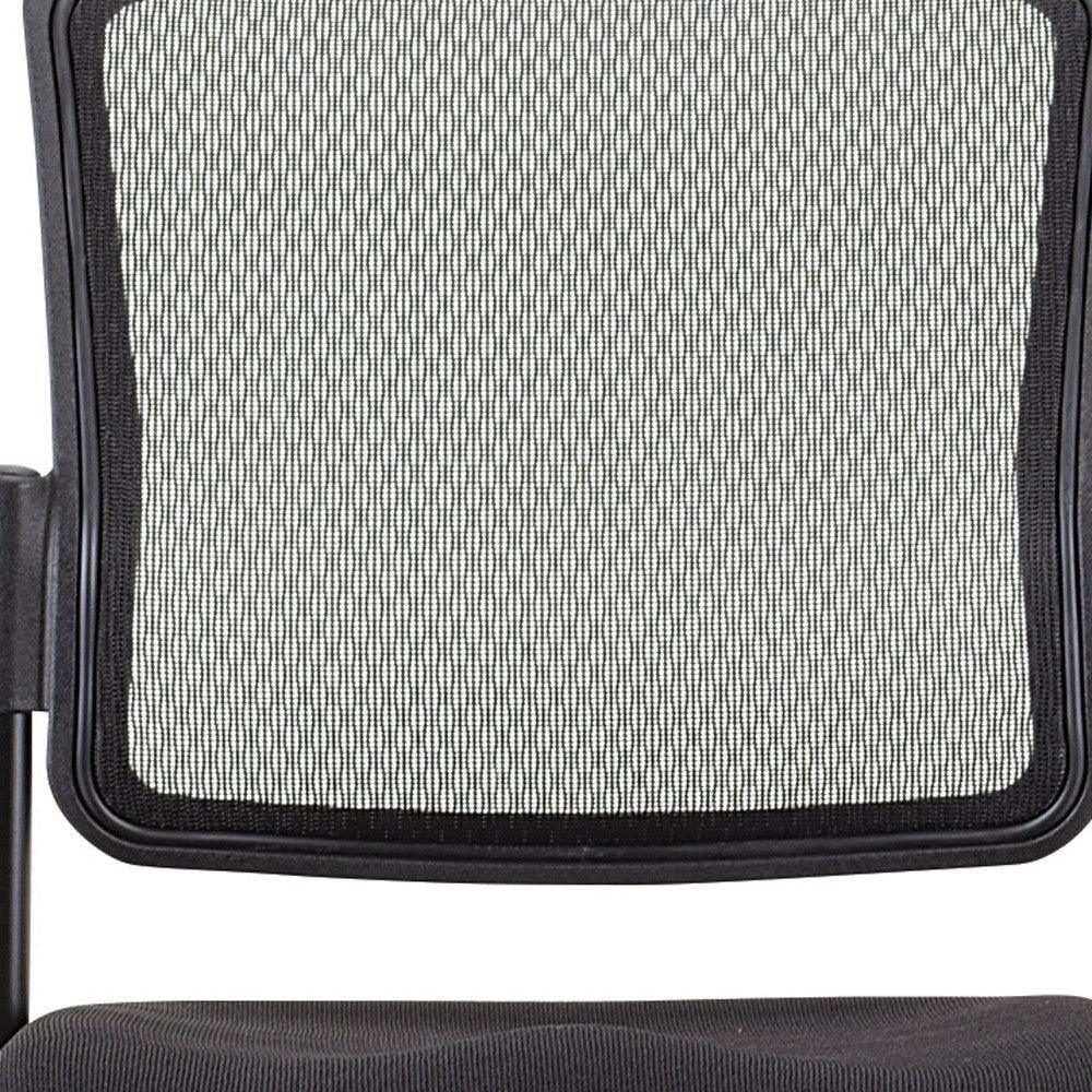 Black Mesh Fabric Rolling Guest Arm Chair - AFS