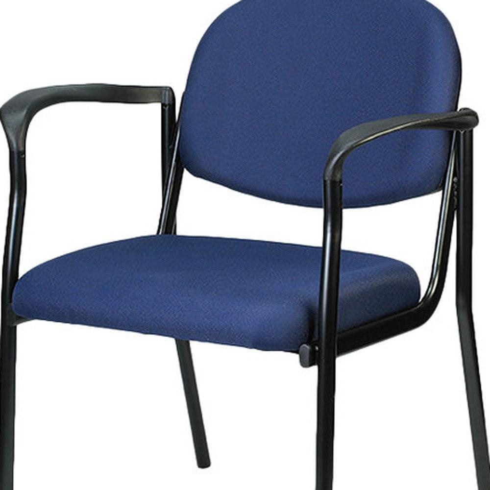 Set of 2 Bright Navy Fabric Guest Arm Chairs - AFS