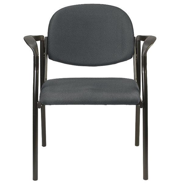 Set of 2 Deep Black Fabric Guest Arm Chairs - AFS