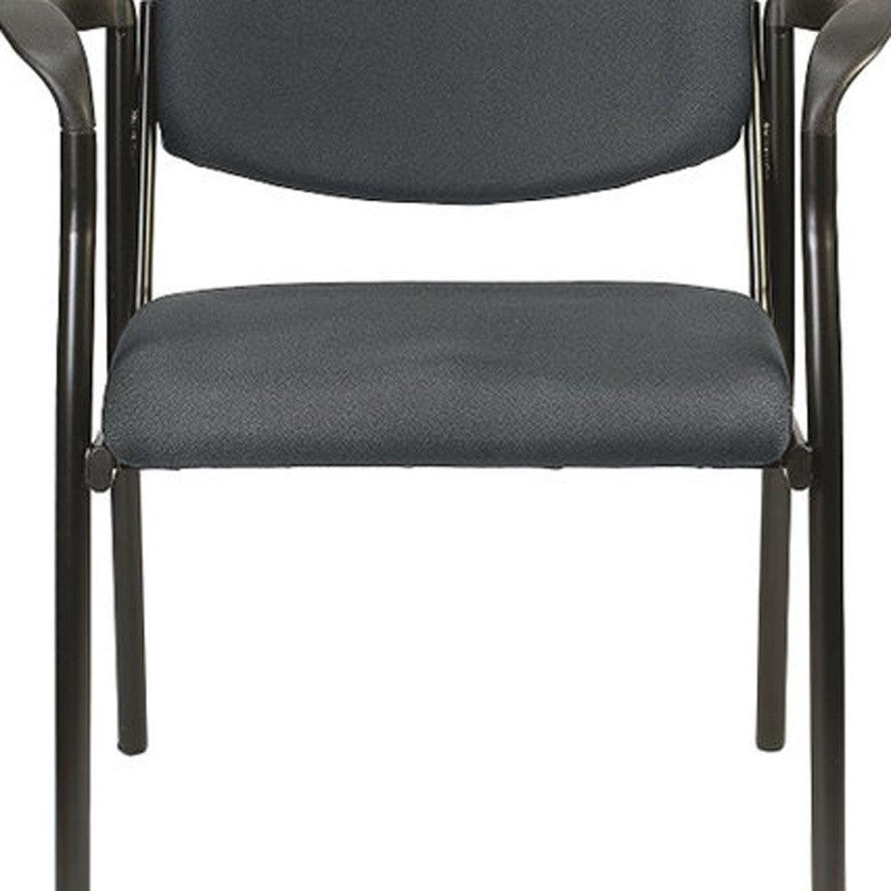 Set of 2 Deep Black Fabric Guest Arm Chairs - AFS