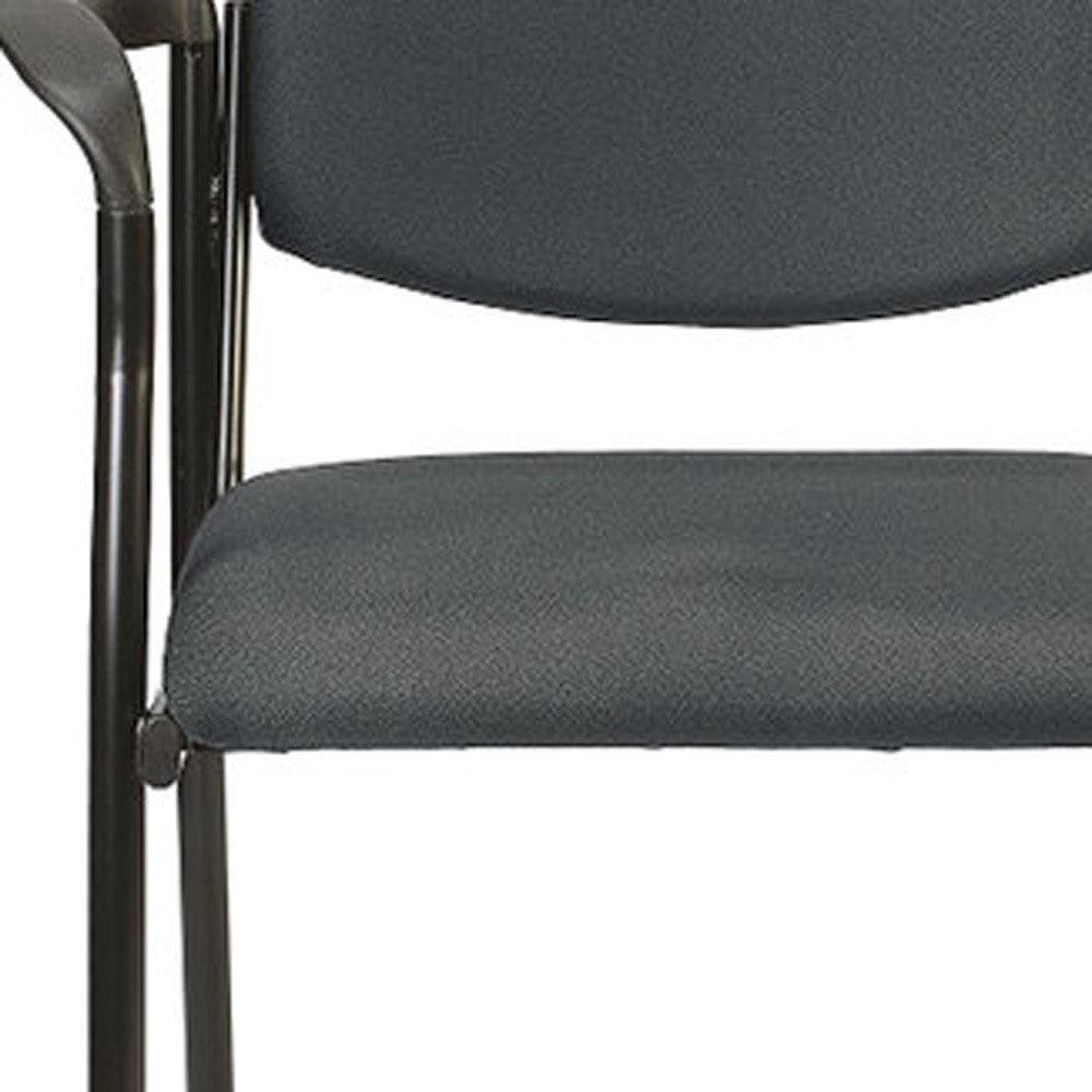 Set of 2 Deep Black Fabric Guest Arm Chairs - AFS