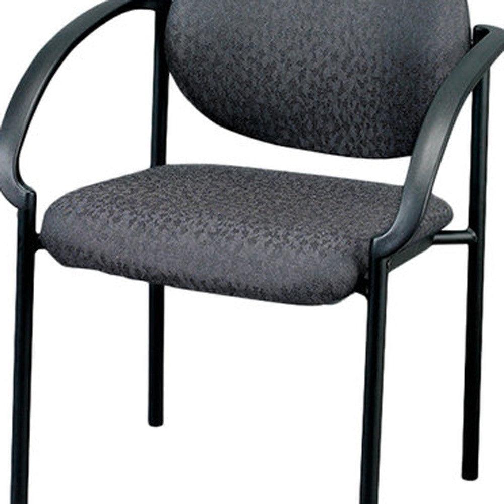 24" Set of 2 Deep Black Fabric Guest Arm Chairs - AFS