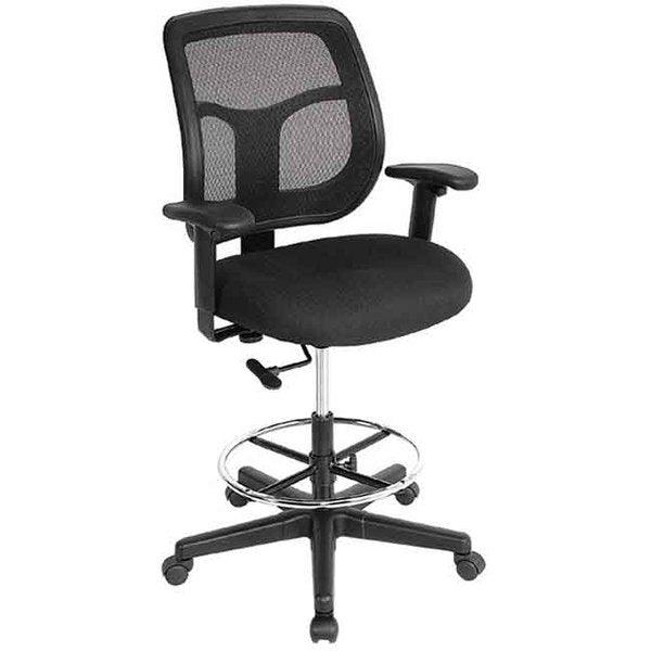 26" x 24.8" x 38" Black Mesh Fabric Drafting Stool - AFS