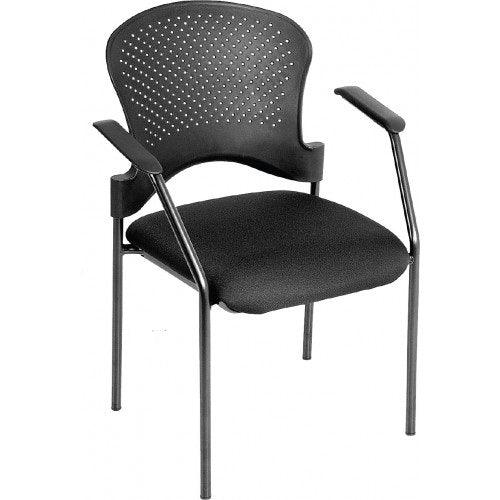 Set of Two Black Frame Plastic and Fabric Guest Chairs - AFS