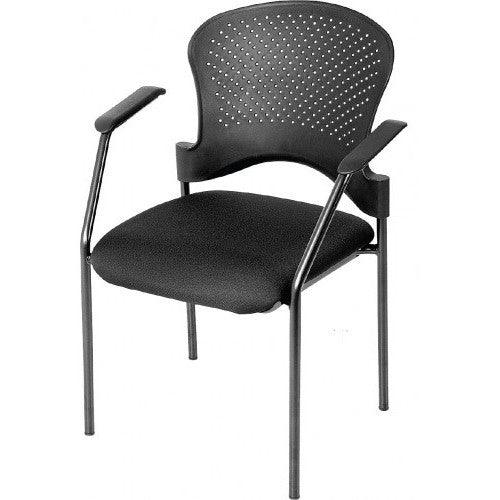 Set of Two Black Frame Plastic and Fabric Guest Chairs - AFS