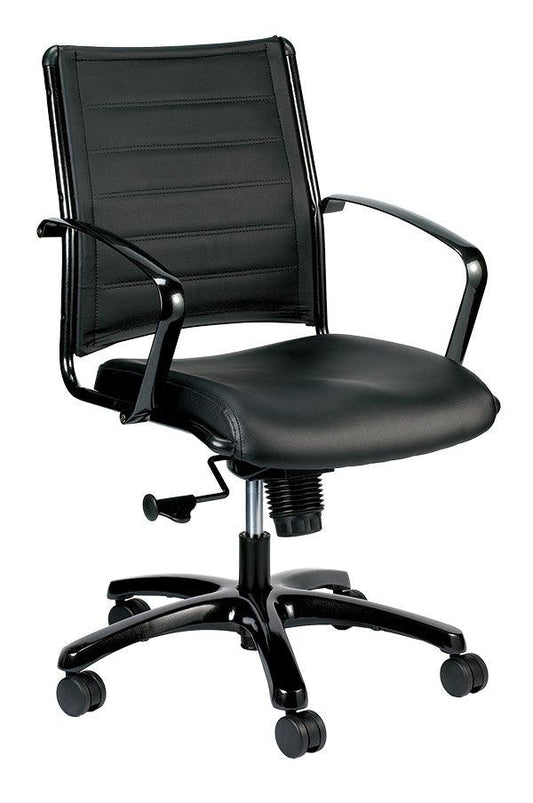 22" x 25.5" x 41.5" Black Leather Chair - AFS