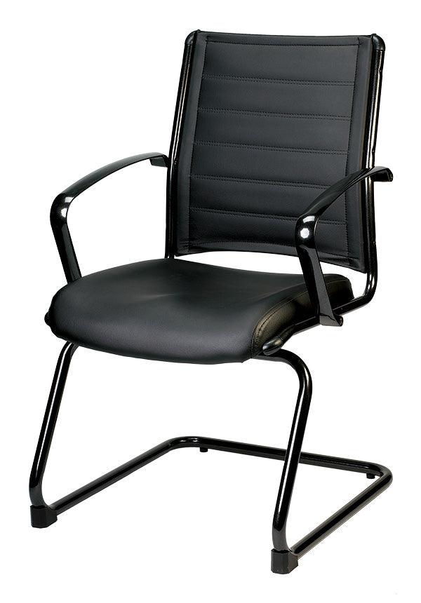 22" x 25.5" x 35.4" Black Leather Guest Chair - AFS
