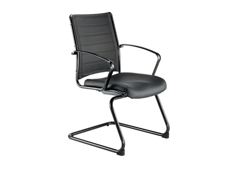 22" x 25.5" x 35.4" Black Leather Guest Chair - AFS
