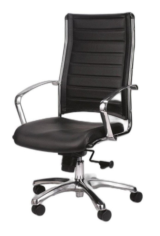 22" x 25.5" x 35.8" Black Leather Chair - AFS