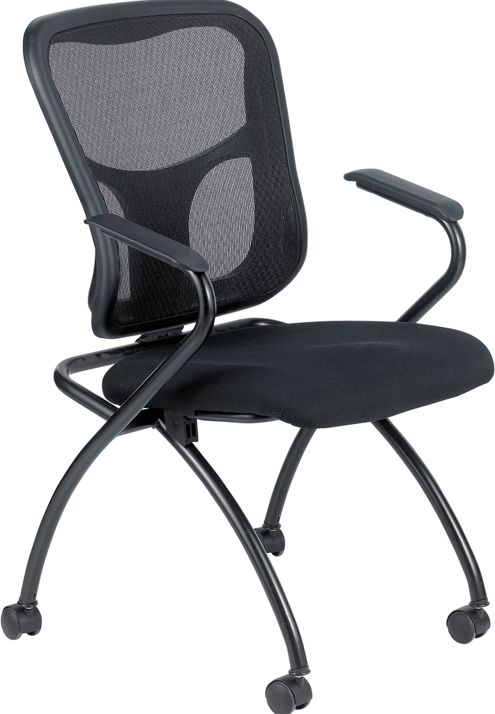 Set of 2 Ergonomic Black Mesh Rolling Arm Chairs - AFS