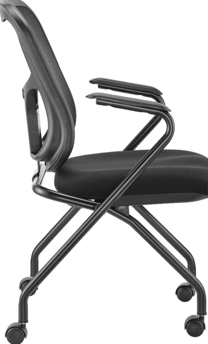 Set of 2 Ergonomic Black Mesh Rolling Arm Chairs - AFS