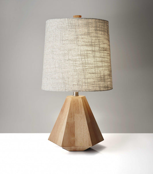 Walnut Wood Finish Geometric Base Table Lamp - AFS