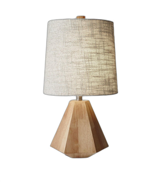 Walnut Wood Finish Geometric Base Table Lamp - AFS