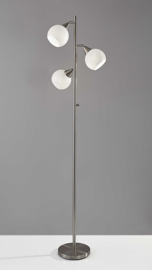 Floor Lamp Brushed Steel Metal Three Adjustable Globes - AFS