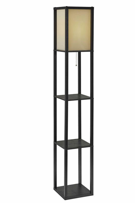 Floor Lamp with Natural Wood Finish Storage Shelves - AFS