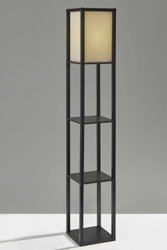 Floor Lamp with Natural Wood Finish Storage Shelves - AFS