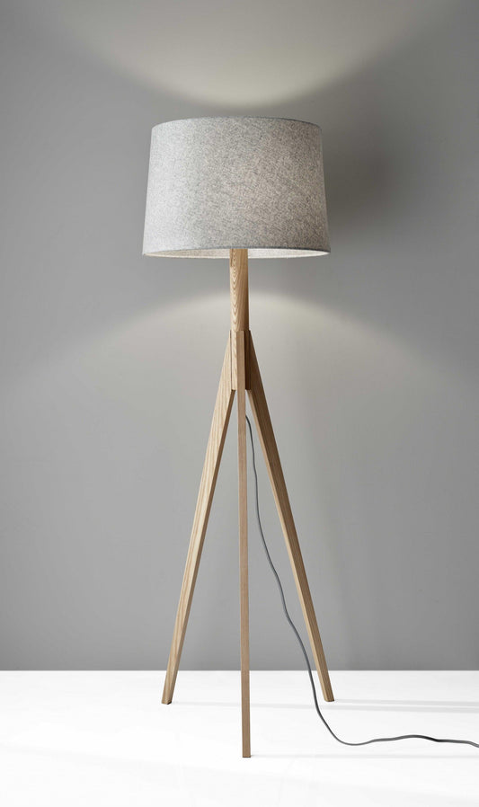 Natural Chunky Tripod Floor Lamp With Walnut Wood - AFS