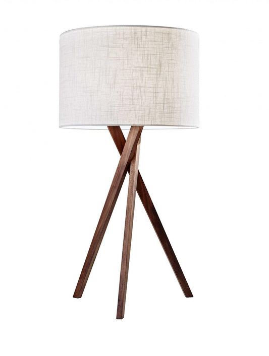 Tripod Leg Walnut Wood Table Lamp - AFS