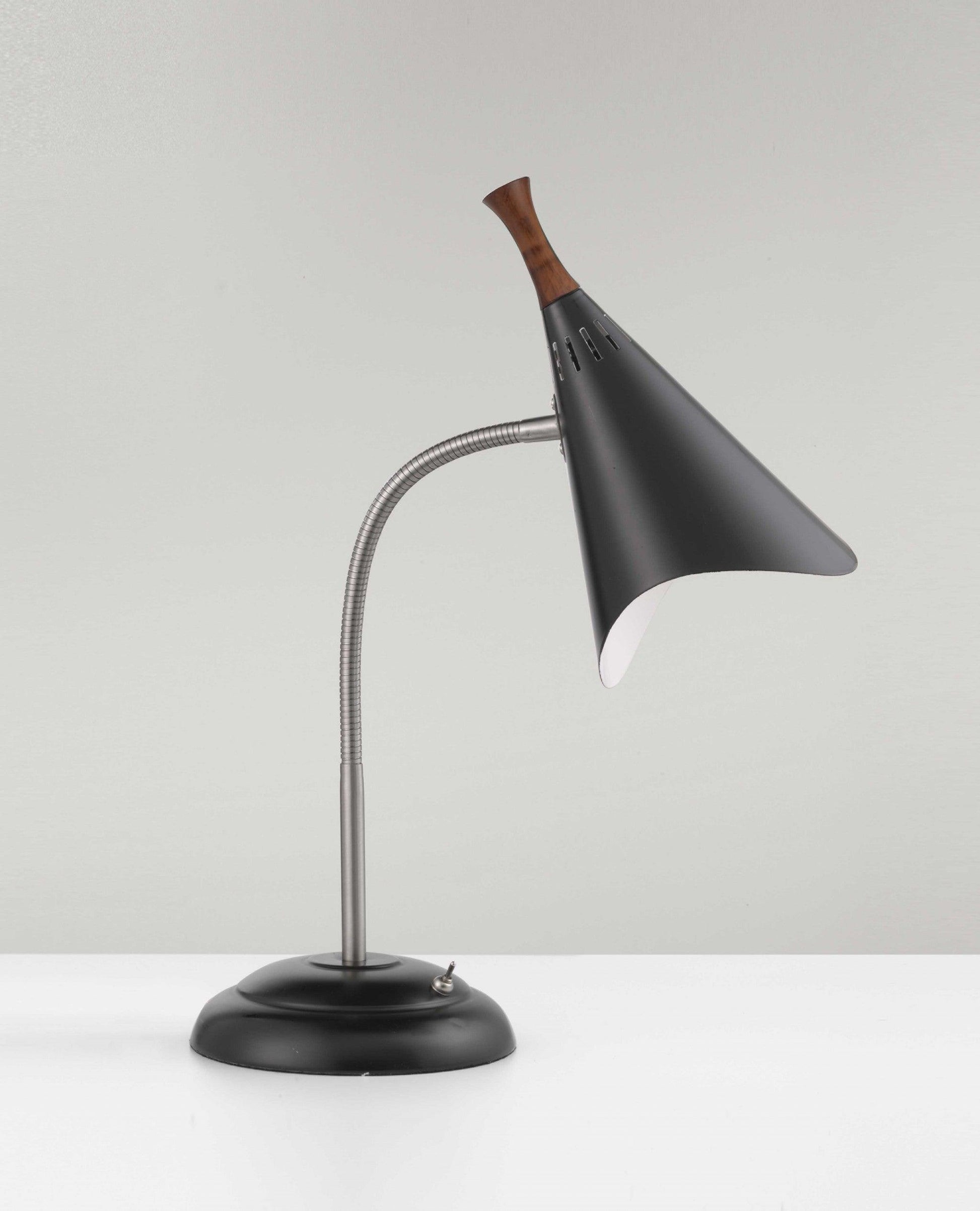 Matte Black Metal Gooseneck Adjustable Desk Lamp - AFS