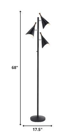 Three Light Floor Lamp in Matte Black Metal - AFS