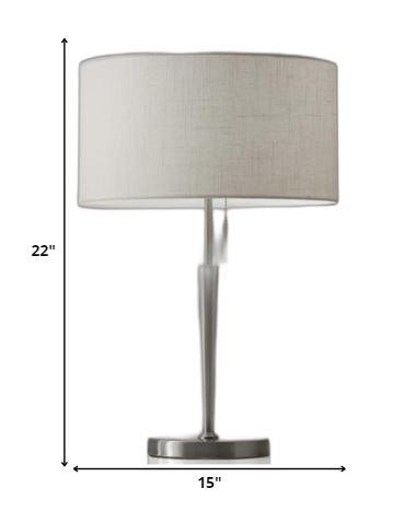 Contemporary Brushed Steel Metal Table Lamp - AFS