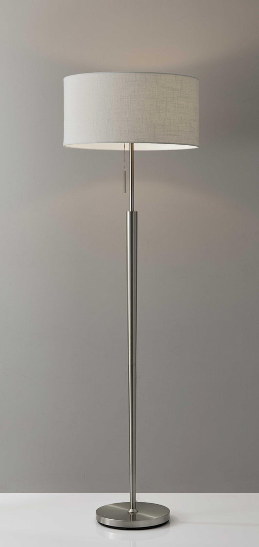 Floor Lamp Contemporary Brushed Steel Metal Tapered Pole - AFS