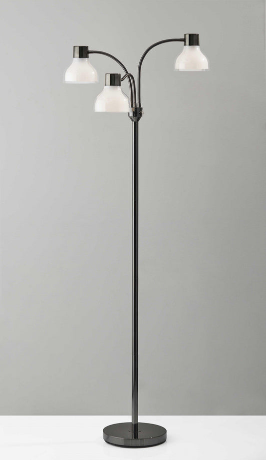 Adjustable Three Light Floor Lamp in Lustrous Gold Finish With Frosted Inner Shades - AFS