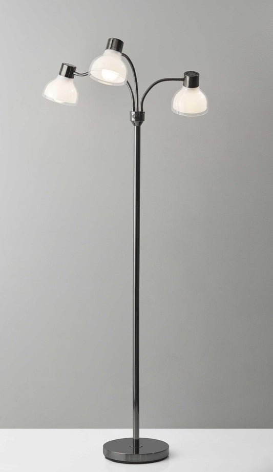 Adjustable Three Light Floor Lamp in Lustrous Gold Finish With Frosted Inner Shades - AFS