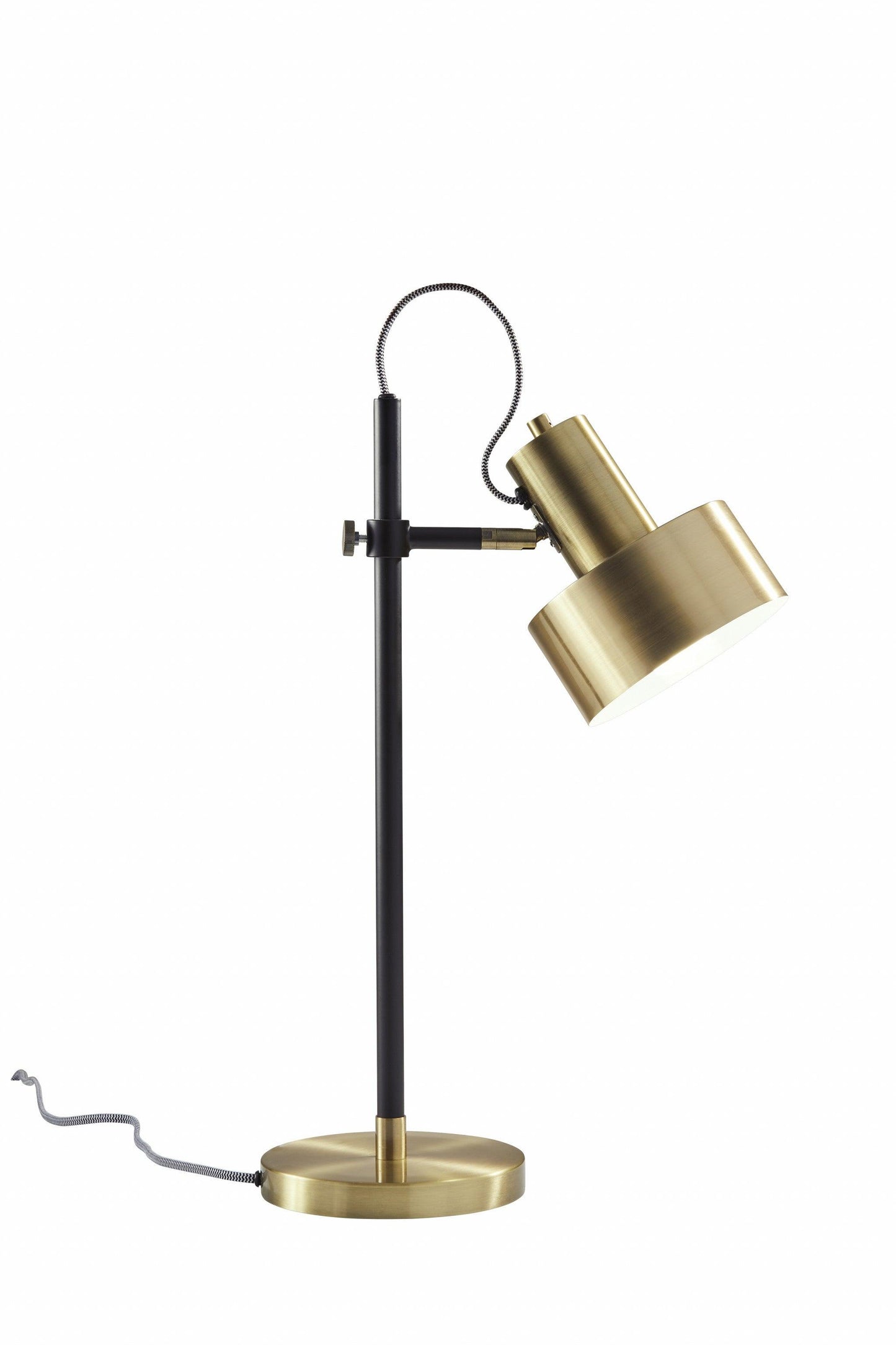 Matte Black Pole with Adjustable Jumbo Antique Brass Metal Shade Retro Desk Lamp - AFS