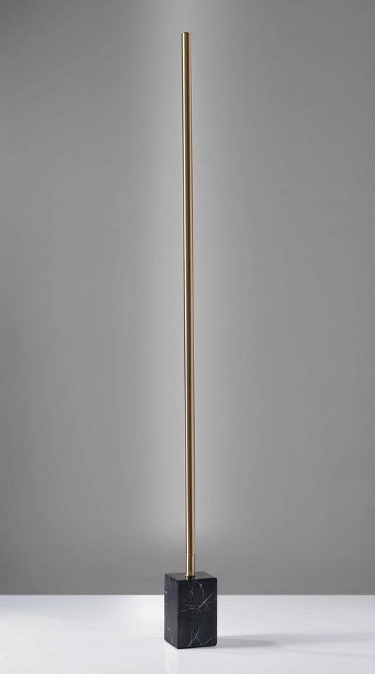 Minimalist Ambient Glow LED Floor Lamp with Dimmer in Antique Brass and Black Marble - AFS