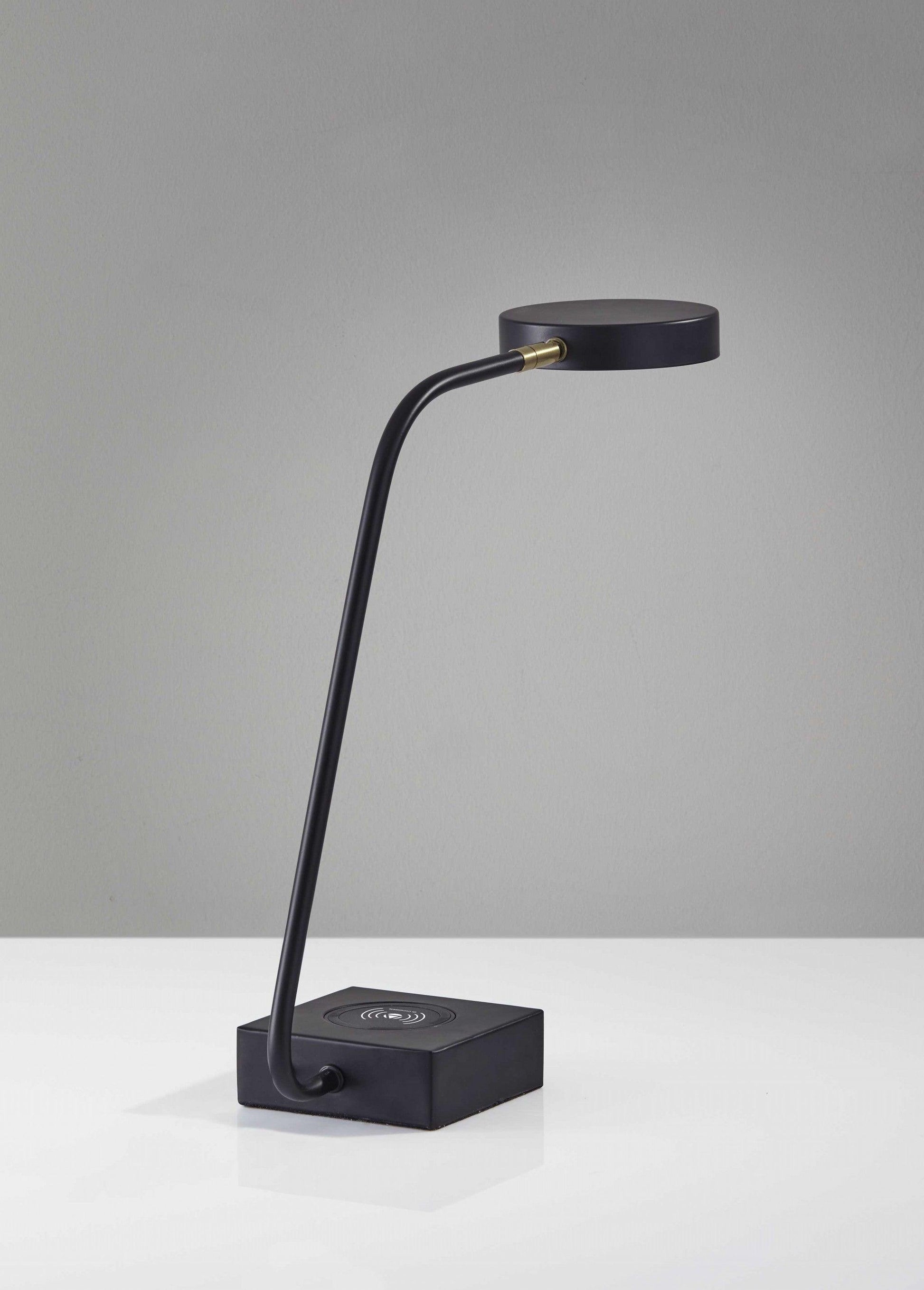 Tech Enhanced Black Metal Disk LED Adjustable Desk Lamp - AFS