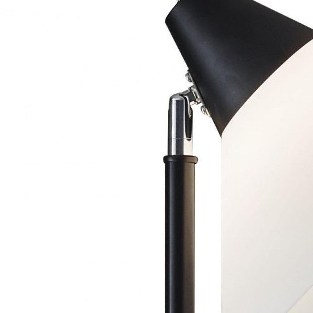Elemental Black Metal Torchiere with White Cone Shade - AFS