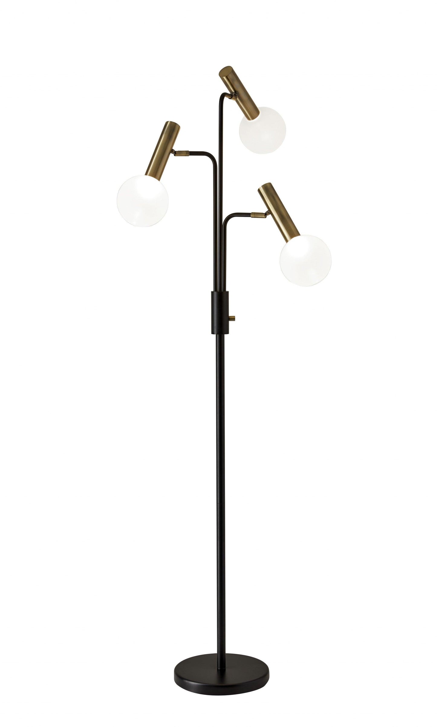 Sleek Black and Brass Finish LED 3-Arm Floor Lamp - AFS
