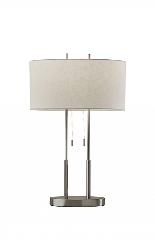 Brushed Steel Dual Pole Metal Table Lamp - AFS