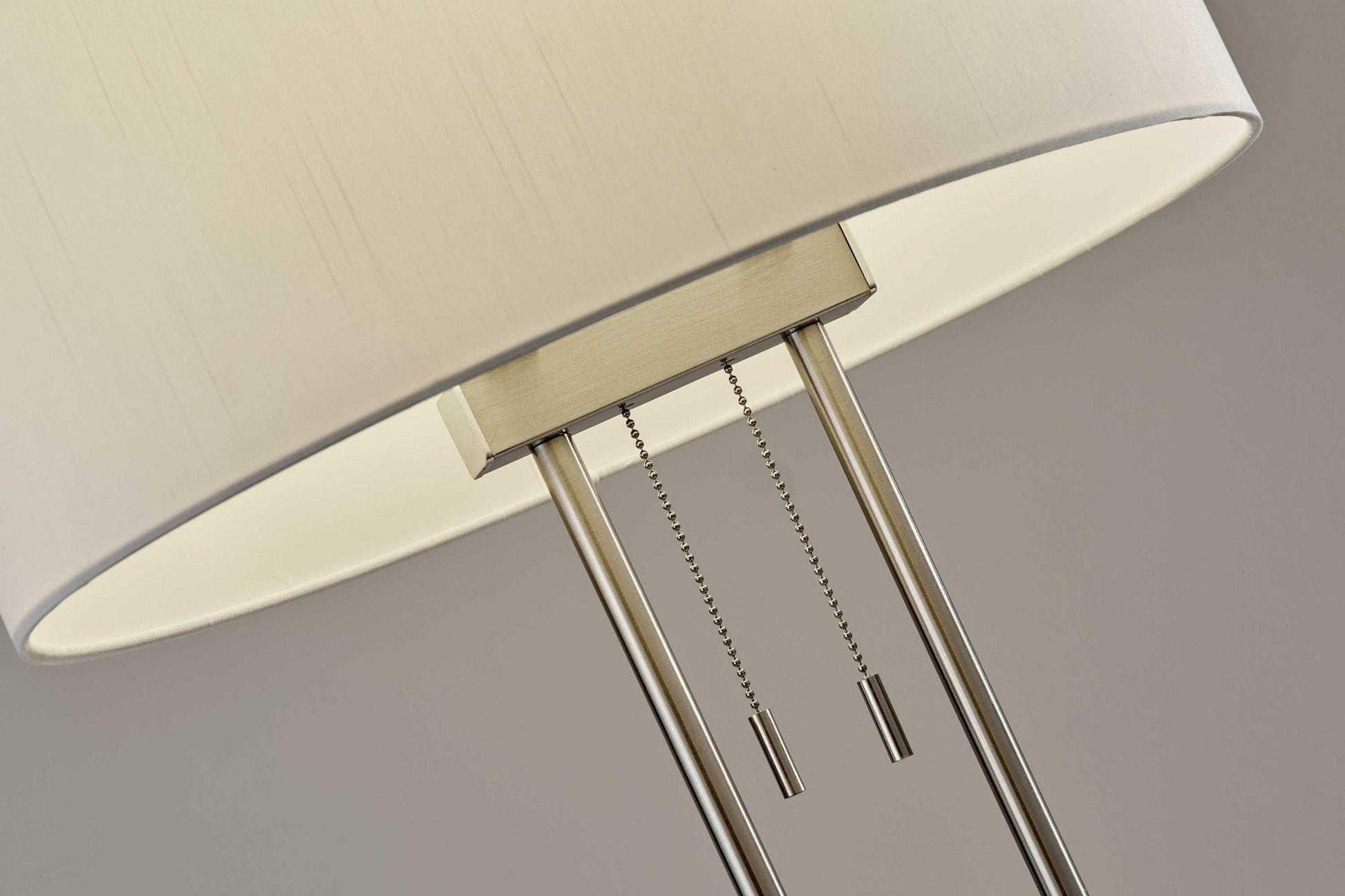 Brushed Steel Dual Pole Metal Table Lamp - AFS
