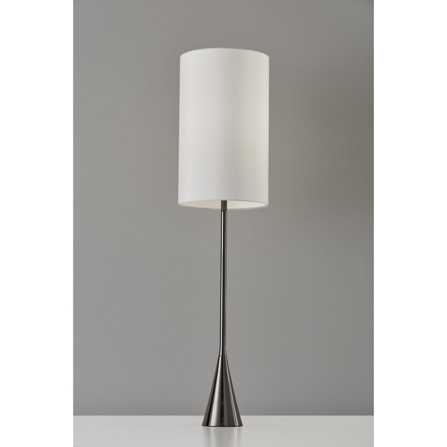 Black Nickel Finish Metal Tall White Shade Table Lamp - AFS