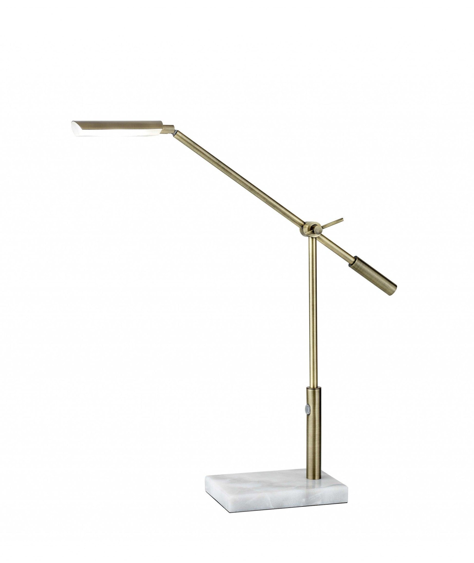 Sleek Brass Metal Adjustable and Dimmable LED Desk Lamp - AFS