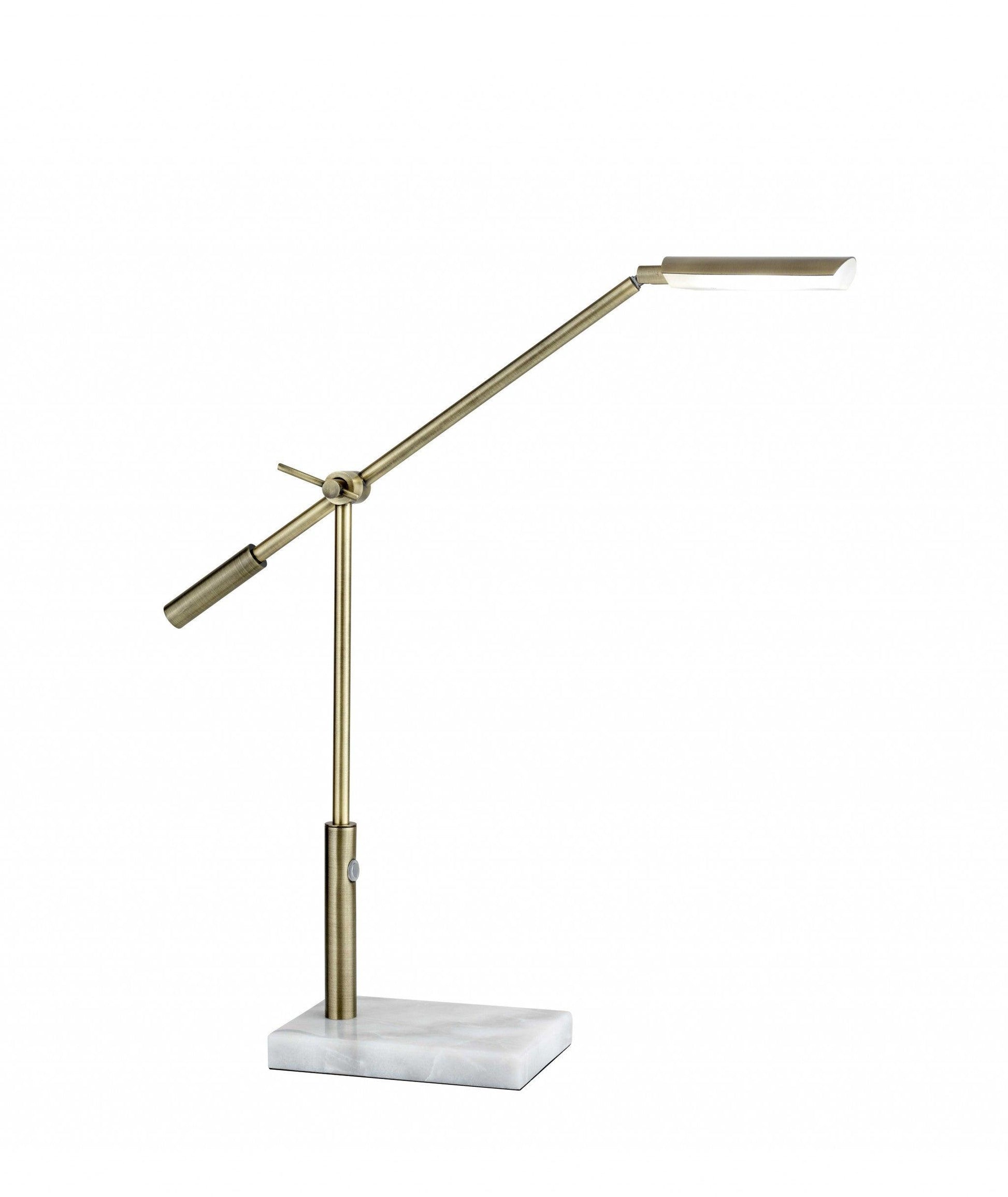 Sleek Brass Metal Adjustable and Dimmable LED Desk Lamp - AFS