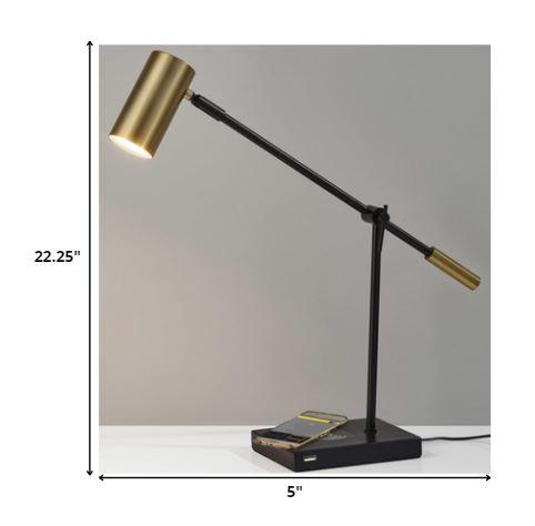 Tech Savvy Black Metal LED Charging Desk Lamp - AFS