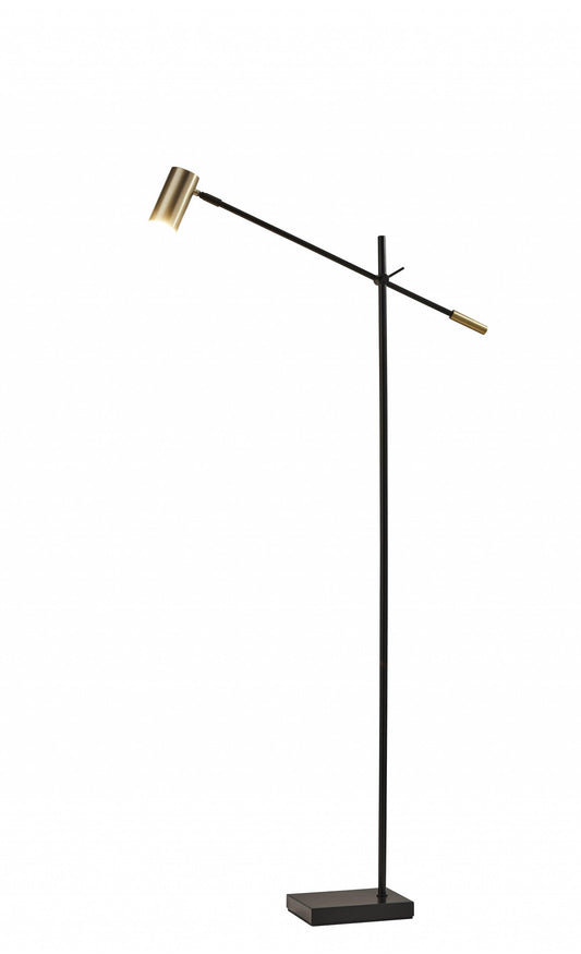 Black Metal Antique Brass Floor Lamp Tilt Arm LED Task Light - AFS