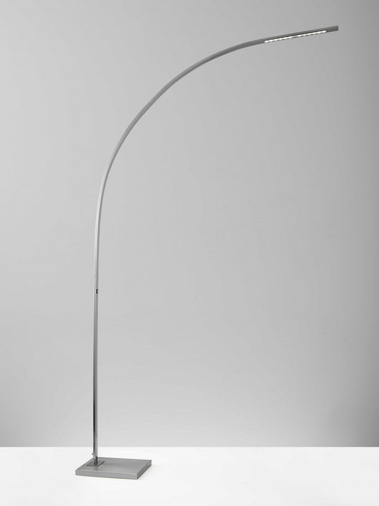 Futuristic Brushed Steel Metal LED Arc Floor Lamp - AFS