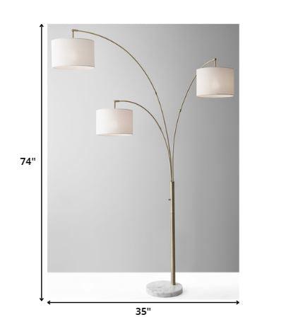 Three Light Floor Lamp Brass Metal Arc Arms - AFS