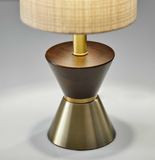 Brass Wood Metal Diabolo Table Lamp - AFS