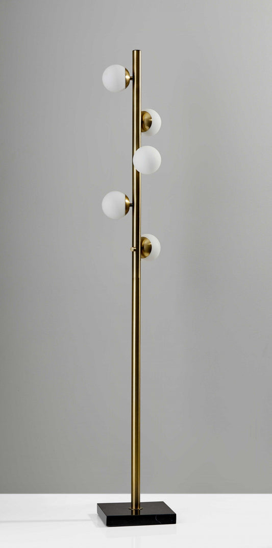 Swirled Sphere Brass Metal LED Floor Lamp - AFS