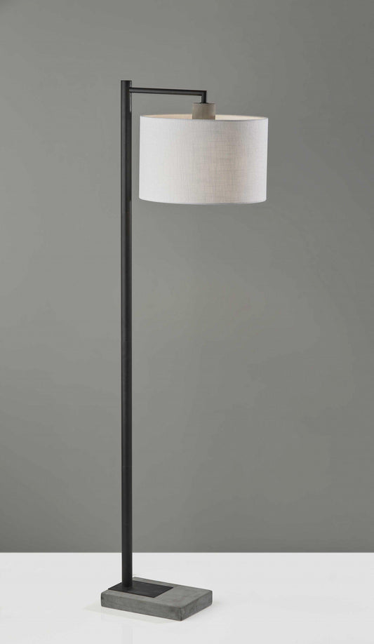 Black Metal Floor Lamp with Cement Accent Base - AFS