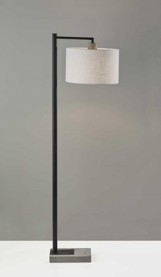 Black Metal Floor Lamp with Cement Accent Base - AFS