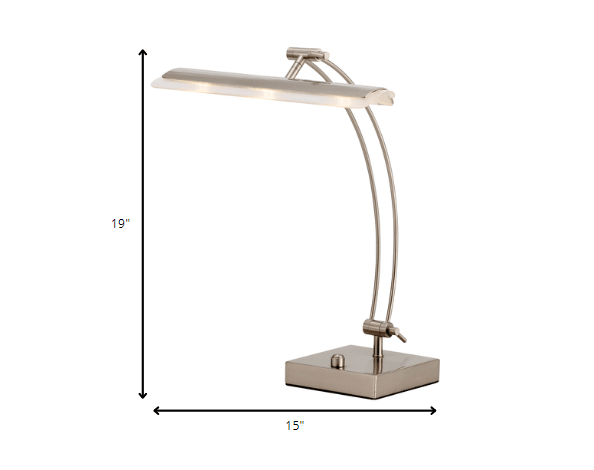 Wide Angle Adjustable Brushed Steel Metal LED Desk Lamp - AFS