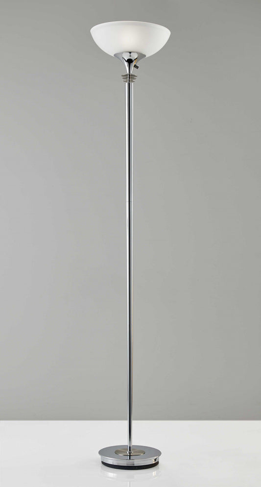 Modern Black Nickel Thick Pole Torchiere Floor Lamp - AFS