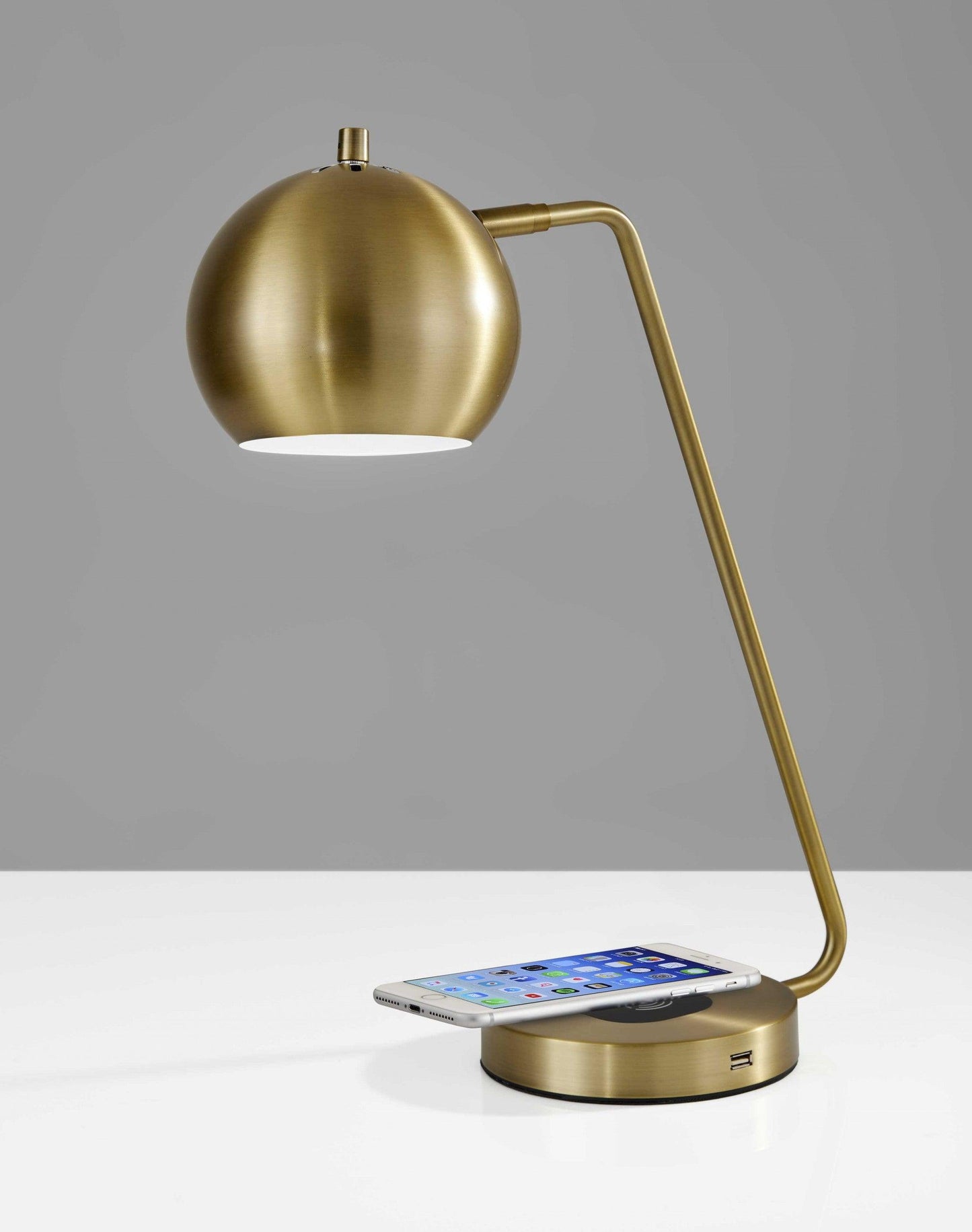 Retro Brushed Steel Wireless Charging Station Desk Lamp - AFS