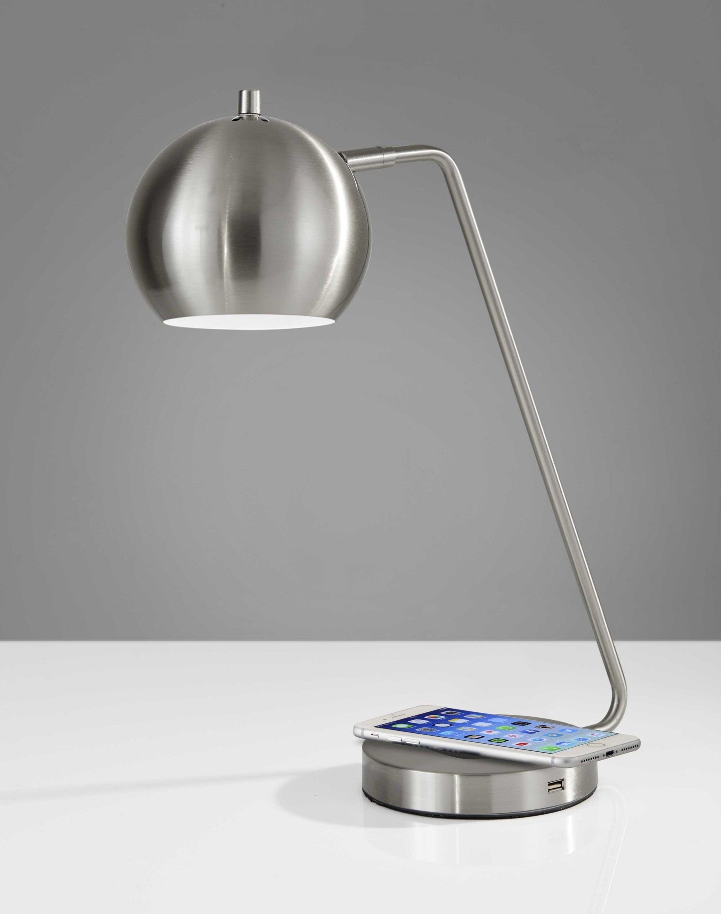 Retro Brushed Steel Wireless Charging Station Desk Lamp - AFS